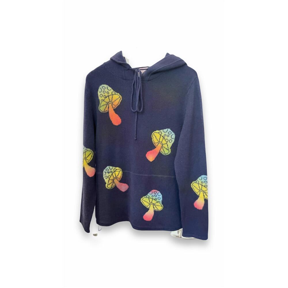 NEW HARDEN unisex mushroom tie dye hoodie in dark navy rainbow
